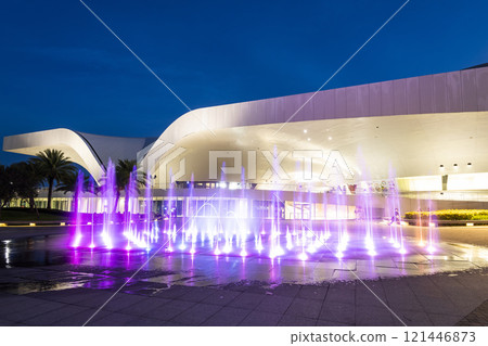 beautiful fountain light show at the National Kaohsiung Center for the Arts (Weiwuying) in Taiwan. beautiful fountain light show at the National Kaohsiung Center for the Arts (Weiwuying) in Taiwan. 121446873