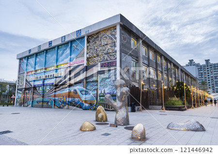Beautiful mural art and installation art view of Pier-2 Art Center in the port of Kaohsiung, Taiwan. Beautiful mural art and installation art view of Pier-2 Art Center in the port of Kaohsiung, Taiwan. 121446942