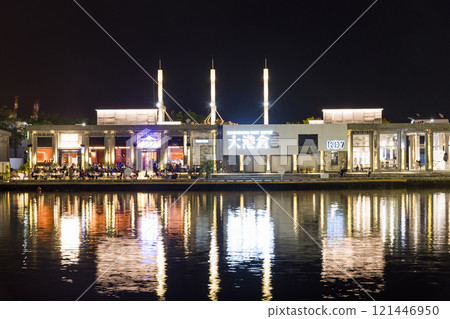 Night view of the Kaohsiung Port Depot No7 (KD7) building in Kaohsiung, Taiwan. Night view of the Kaohsiung Port Depot No7 (KD7) building in Kaohsiung, Taiwan. 121446950