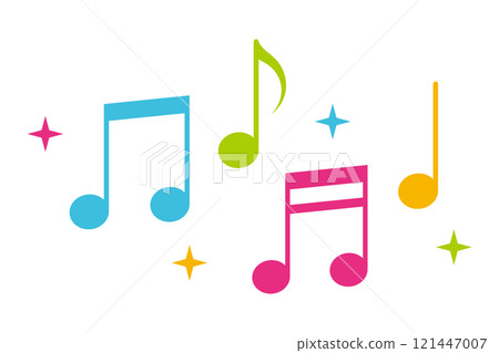 Musical notes, glitter, decoration, illustration, vector, colorful 121447007