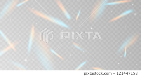 Light effect and zigzag ribbon falling from above on a beam of light, tinsel vector 121447158
