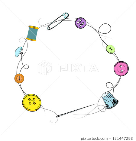 Design for a sewing salon with sewing accessories 121447298