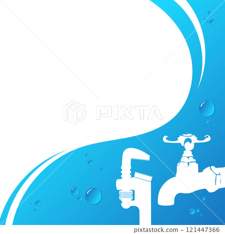 Wrench faucet mixer and water drops design 121447366
