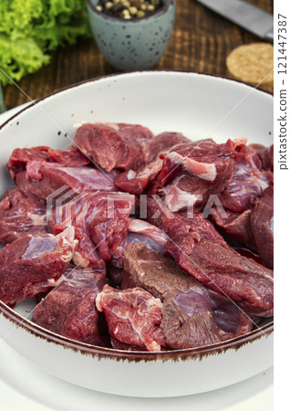 Raw Roe Deer Ragout. 121447387