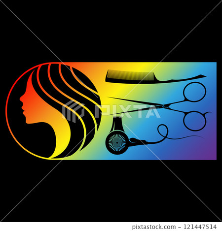Beauty salon and hair salon symbol, color design 121447514