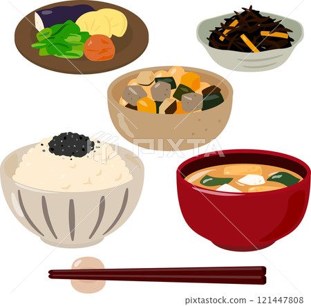 以蔬菜和海藻為主的日本料理菜單 121447808