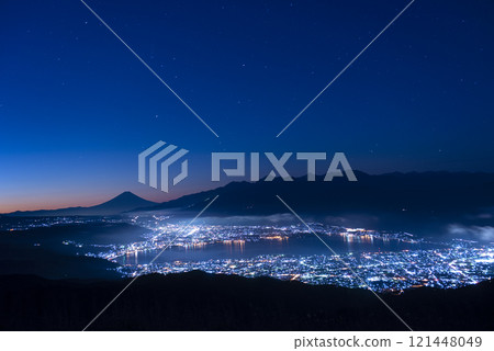 富士山與城市燈光 富士山與城市燈光 121448049