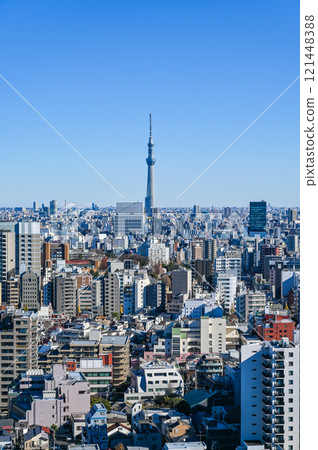 東京城市景觀與天空樹 121448388