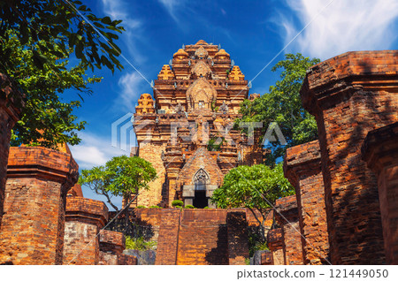 Po Nagar Cham Towers in Nha Trang in Vietnam. Ancient ruins of a Hinduism temple in Asia Po Nagar Cham Towers in Nha Trang in Vietnam. Ancient ruins of a Hinduism temple in Asia 121449050