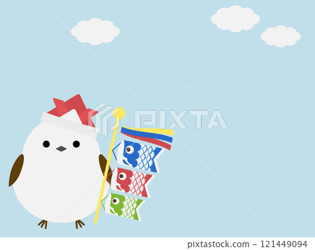 Cute long-tailed tit and Boys' Festival background 121449094