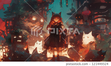 萬聖節風格怪異插圖 121449324