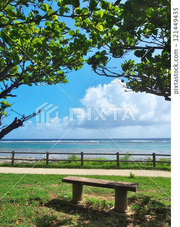 Beach seen from the statue of John Manjiro in Itoman, Okinawa Prefecture 121449435