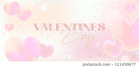 Soft pastel Valentines Day banner with floating pink hearts, elegant gradients, and golden accents for romantic cards or event invitations Soft pastel Valentines Day banner with floating pink hearts, elegant gradients, and golden accents for romantic cards or event invitations 121450677
