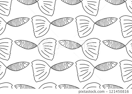 Seamless Fish Pattern Coloring Page for Kids Seamless Fish Pattern Coloring Page for Kids 121450816