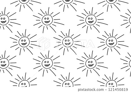 Happy Sun Faces Coloring Pattern 121450819