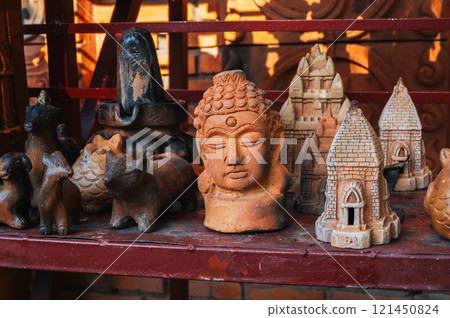 Traditional clay pottery at souvenir shop at Po Nagar Cham Towers of in Vietnam in Asia 121450824