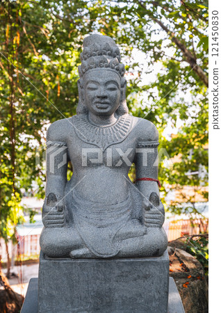 statue of a female deity in park at Buddhist pagoda at the Cham Towers in Nha Trang, Vietnam 121450830
