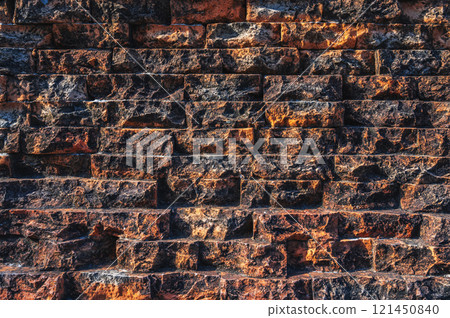 texture of ancient antique brick wall of historical old temple in Asia in close-up texture of ancient antique brick wall of historical old temple in Asia in close-up 121450840