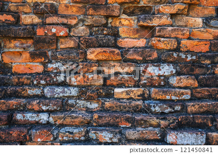 texture of the old antique brick wall of ancient temple in Asia in close-up texture of the old antique brick wall of ancient temple in Asia in close-up 121450841