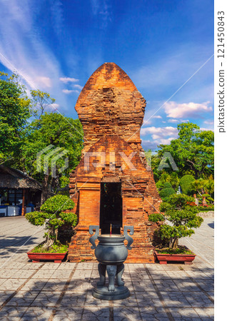 ancient Po Nagar Cham Towers in Nha Trang in Vietnam. Historical ruins ancient Po Nagar Cham Towers in Nha Trang in Vietnam. Historical ruins 121450843