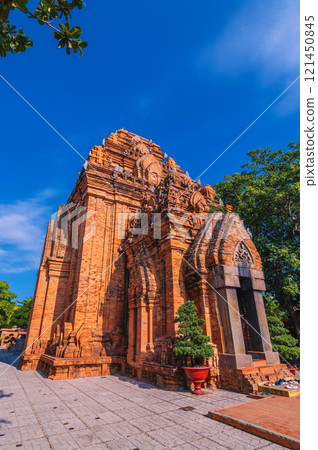 Po Nagar Cham Towers in Nha Trang in Vietnam. Famous tourist landmark with heritage ancient ruins of Cham temple 121450845