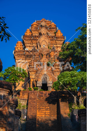 Po Nagar Cham Towers in Nha Trang in Vietnam. A famous tourist landmark with heritage ancient ruins of the Cham temple complex 121450858