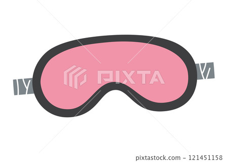 Vector illustration of pink silk sleep mask. Cartoon style doodle, sleeping accessory in flat design, ideal for themes of relaxation, self care, female beauty, bedtime routine Vector illustration of pink silk sleep mask. Cartoon style doodle, sleeping accessory in flat design, ideal for themes of relaxation, self care, female beauty, bedtime routine 121451158