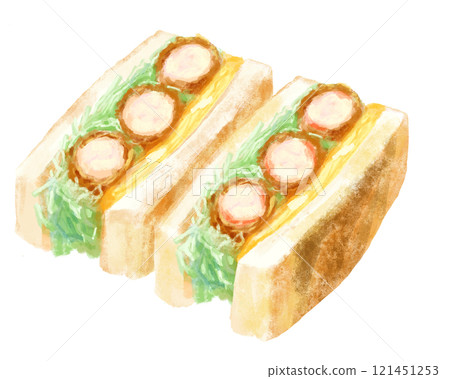A hearty sandwich (fried shrimp) 121451253