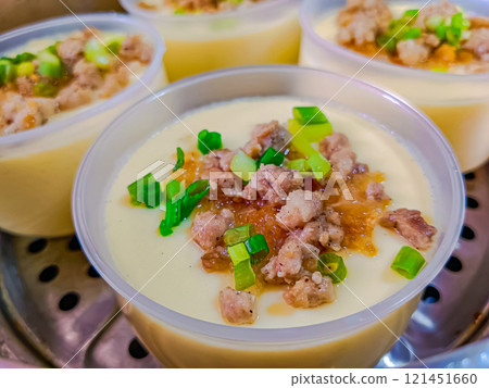 Homemade steamed egg thai style. 121451660