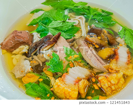 Homemade steamed egg thai style. 121451843