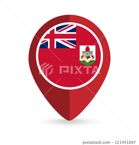 Map pointer with contry Bermuda. Vector illustration. 121451897
