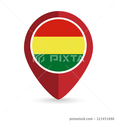 Map pointer with contry Bolivia. Bolivia flag. Vector illustration. 121451898
