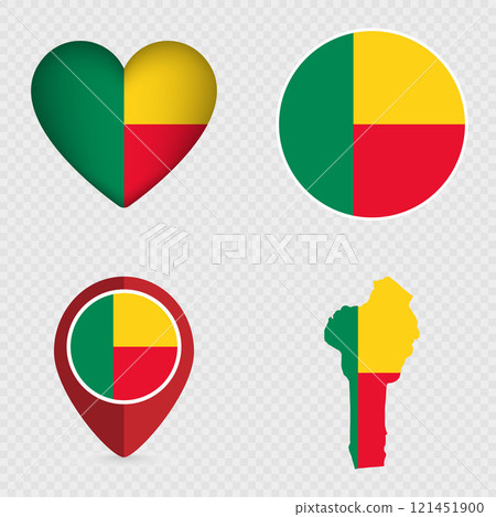 Benin Flag Icons Pack. Vector illustration. 121451900