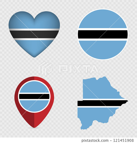 Botswana Flag Icons Pack. Vector illustration. 121451908