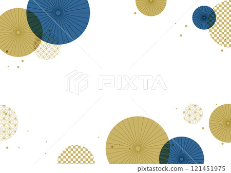 日式雨傘藍色圖形框架背景素材 121451975
