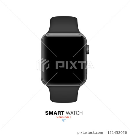 smart watch black matte color on white background. stock vector illustration eps10 121452056