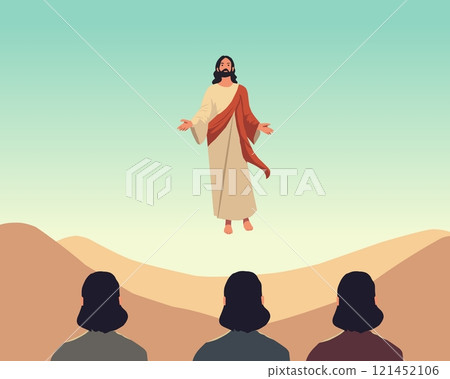 jesus christ in the desert scene vector illustration 121452106
