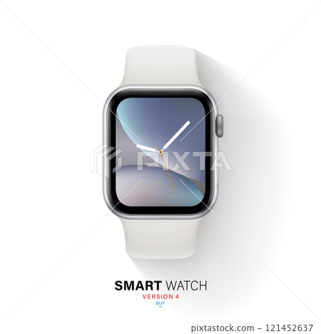 smart watch silver color aluminum case on white background. stock vector illustration eps10 smart watch silver color aluminum case on white background. stock vector illustration eps10 121452637