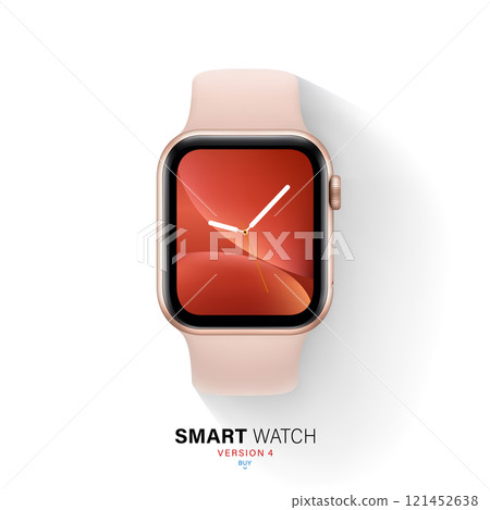 smart watch gold color aluminum case on white background. stock vector illustration eps10 smart watch gold color aluminum case on white background. stock vector illustration eps10 121452638