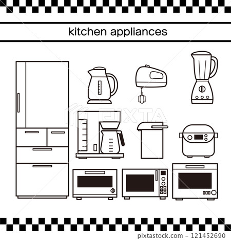 簡單的廚房用具插圖集單色 簡單的廚房用具插圖集單色 121452690