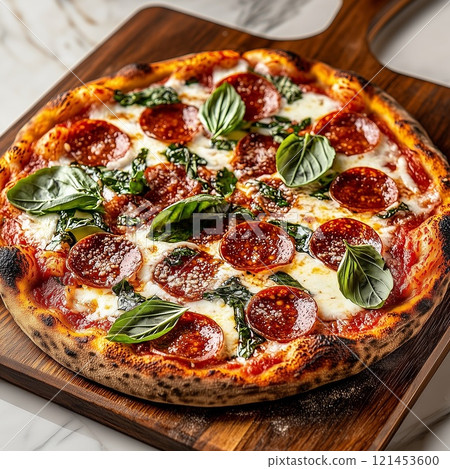 Margherita pizza that looks delicious Margherita pizza that looks delicious 121453600