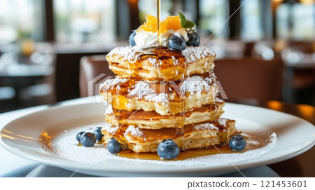 Pancakes and blueberries 121453601