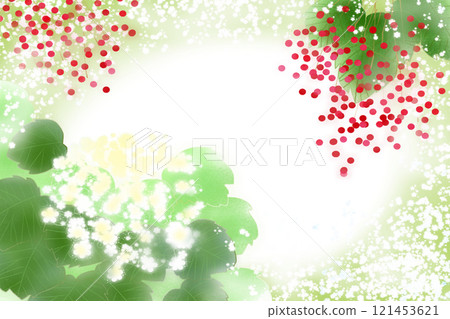 Viburnum flower and fruit card Viburnum flower and fruit card 121453621