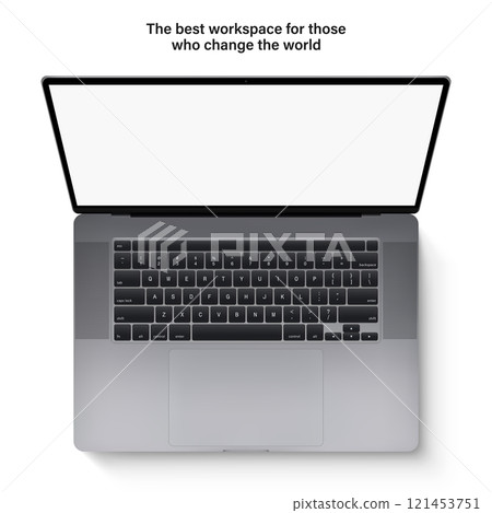 laptop with keyboard and touchpad gray color and blank screen top view isolated on white background. detailed and realistic notebook mockup. stock vector 3d illustration laptop with keyboard and touchpad gray color and blank screen top view isolated on white background. detailed and realistic notebook mockup. stock vector 3d illustration 121453751