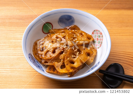 Sweet and spicy lotus root 121453802