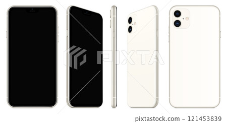 smartphone silver color with black screen on white background. stock vector 3d illustration 121453839