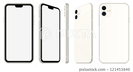 smartphone silver color with blank screen on white background. stock vector 3d illustration 121453840