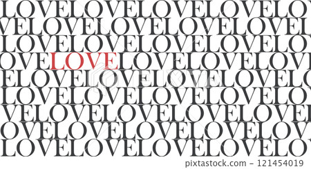 Horizontal background with letter LOVE. Patterned backdrop for romantic design. 121454019