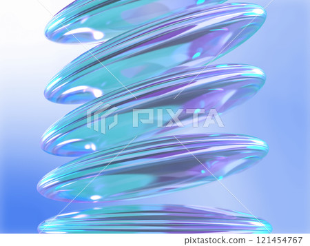3D illustration of a group of crystal lenses surrounded by fantastic light 121454767