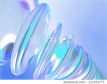 3D illustration of a group of crystal lenses surrounded by fantastic light 3D illustration of a group of crystal lenses surrounded by fantastic light 121454775